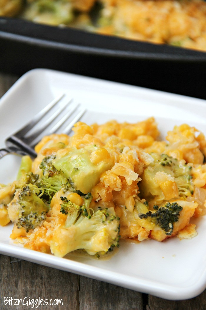 Cheesy Broccoli Casserole
 Cheesy Broccoli and Corn Casserole Bitz & Giggles