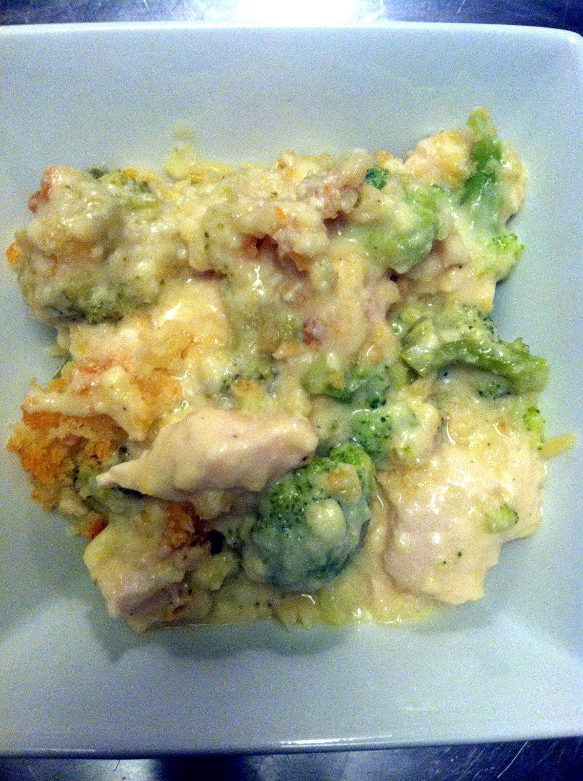 Cheesy Chicken Broccoli Bake
 Lightened up Cheesy Chicken & Broccoli Bake And What I Ate