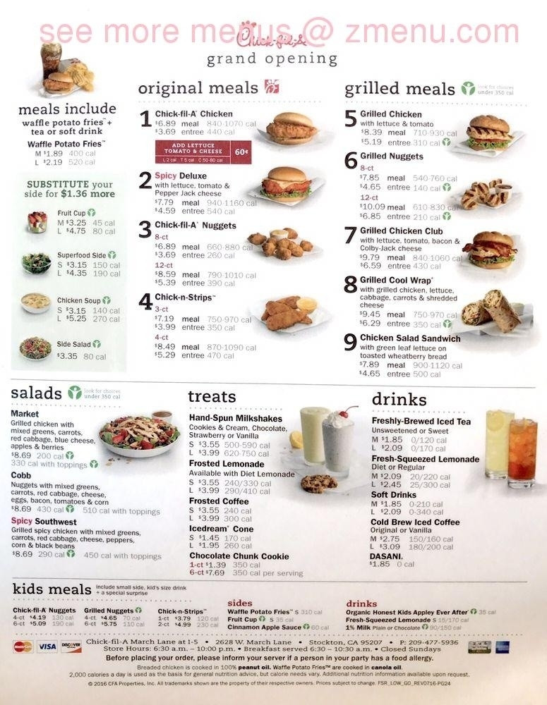 Chick Fil A Dessert Menu
 Chick fil a printable menu