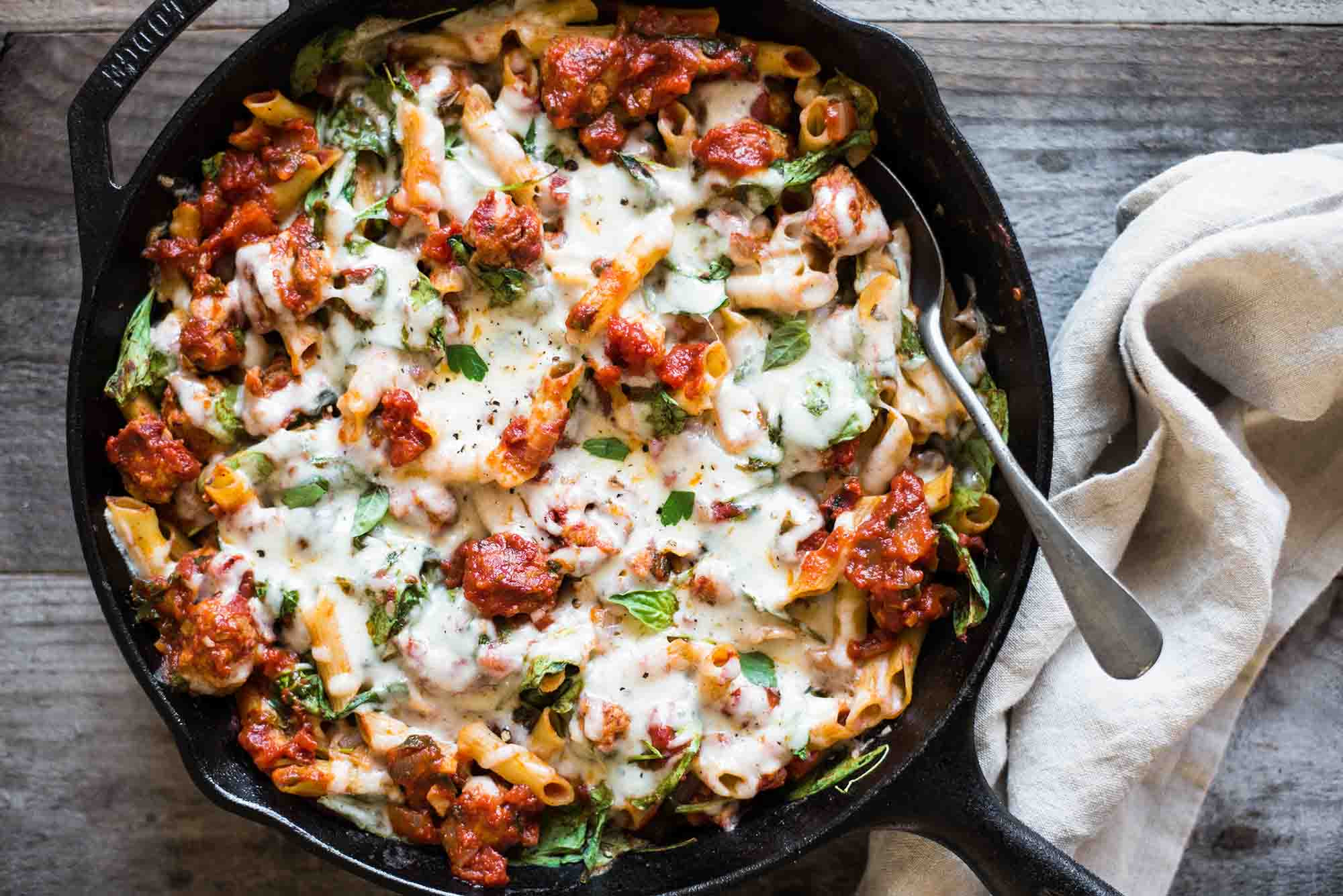 Chicken And Sausage Recipes
 Pasta Skillet with Chicken Sausage Cheese & Spinach