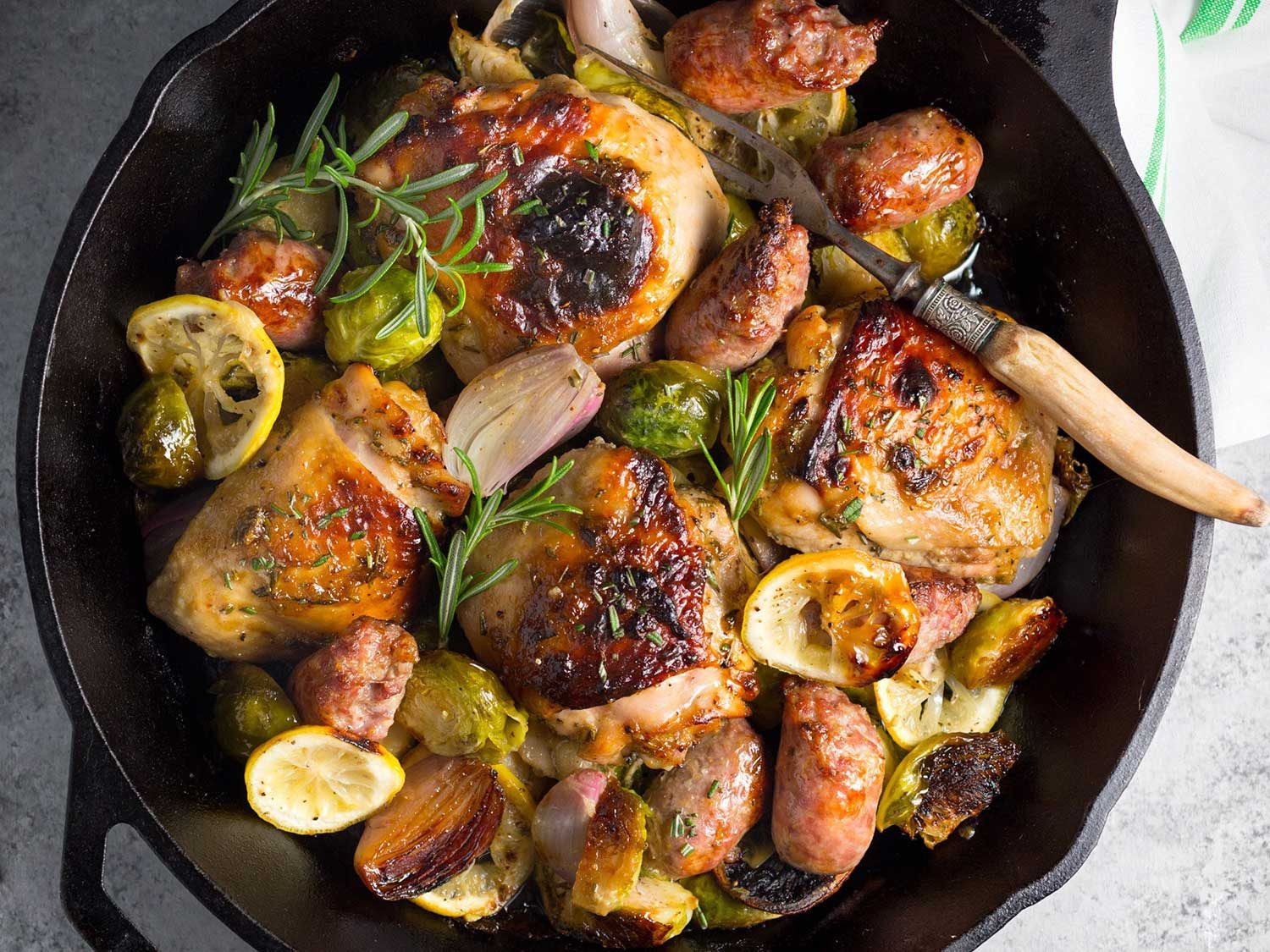 Chicken And Sausage Recipes
 e Pan Chicken Sausage and Brussels Sprouts Recipe