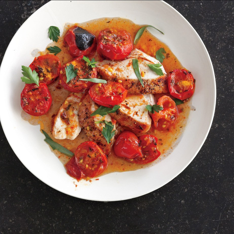 Chicken And Tomato Recipes
 Chicken with Herb Roasted Tomatoes and Pan Sauce recipe