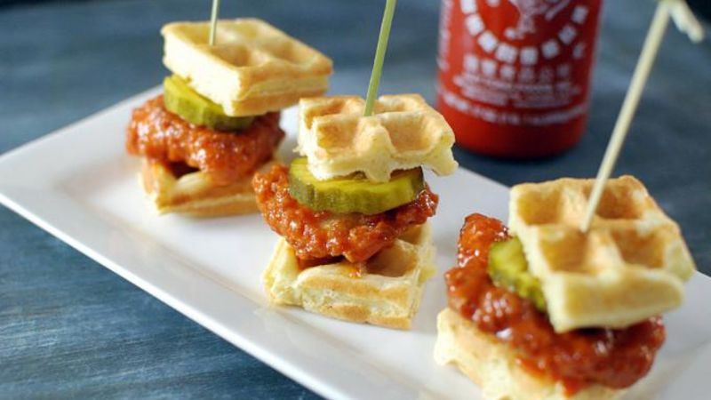 Chicken And Waffles Appetizer
 Sriracha Chicken Waffle Bites Recipe Tablespoon