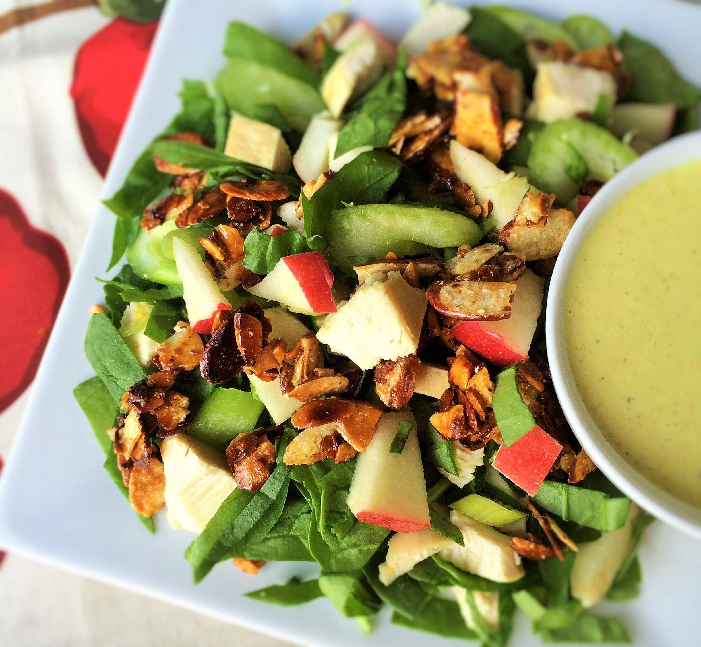 Chicken Apple Salad
 Chopped Chicken Apple and Spinach Salad with Creamy Curry