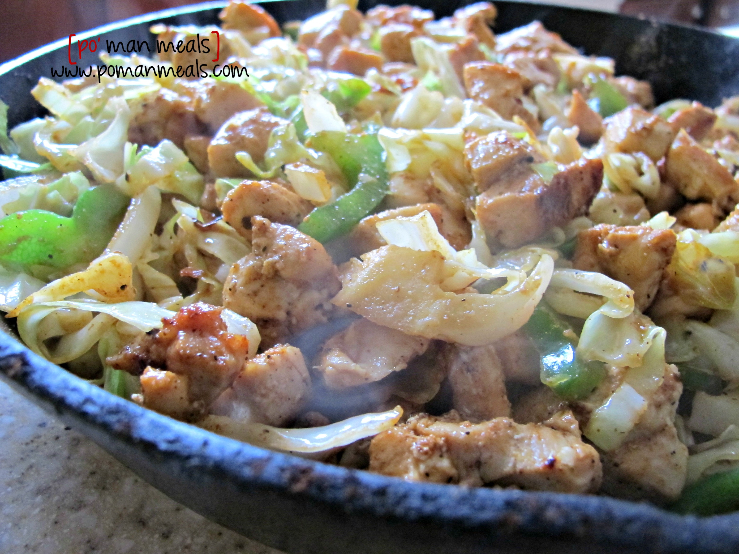 Chicken Cabbage Stir Fry
 po man meals chicken and cabbage stir fry skillet