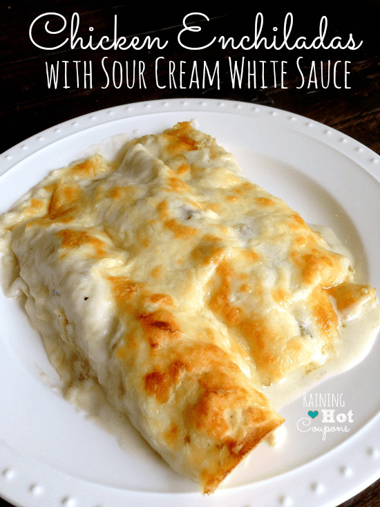 Chicken Enchiladas With White Sauce
 Chicken Enchiladas with Sour Cream White sauce