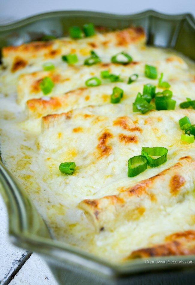 Chicken Enchiladas With White Sauce
 White Chicken Enchiladas with Sour Cream Sauce Gonna