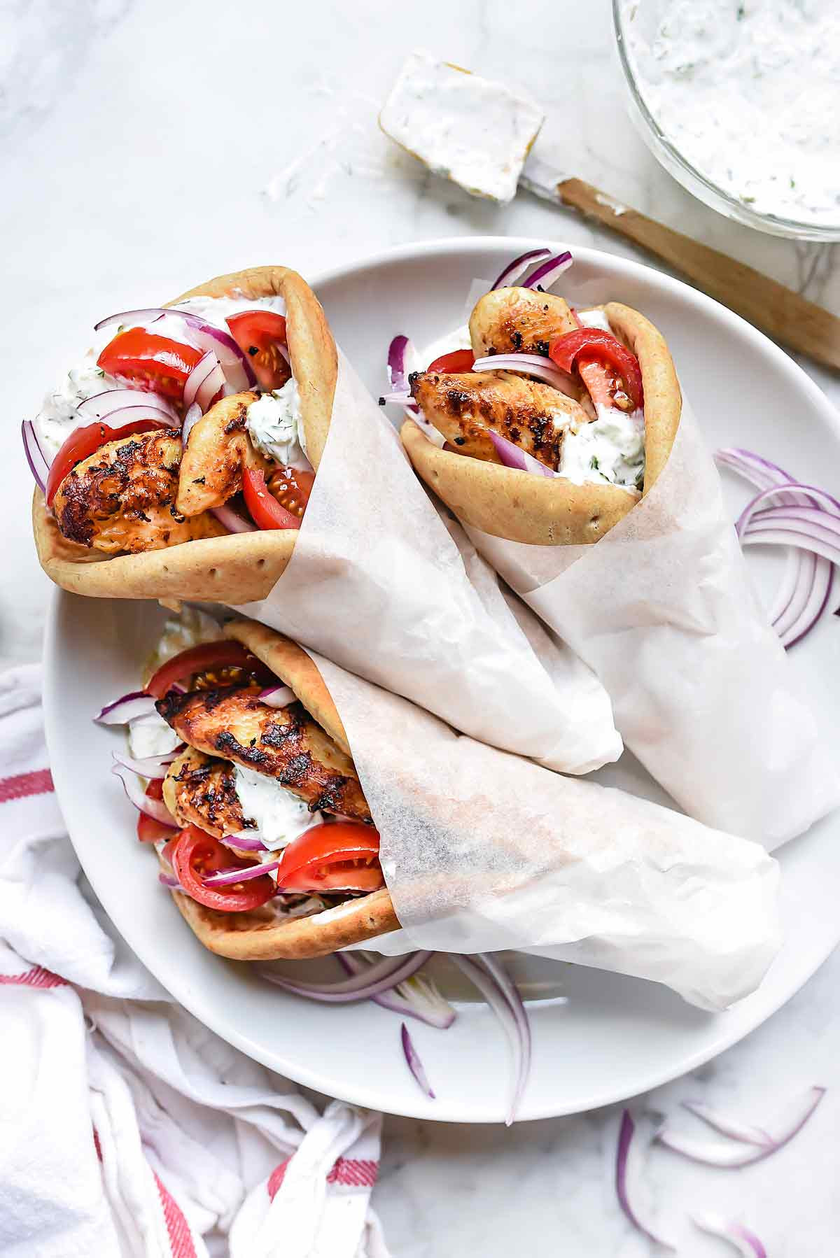 Chicken Gyros Recipe
 Easy Chicken Gyros with Tzatziki Sauce