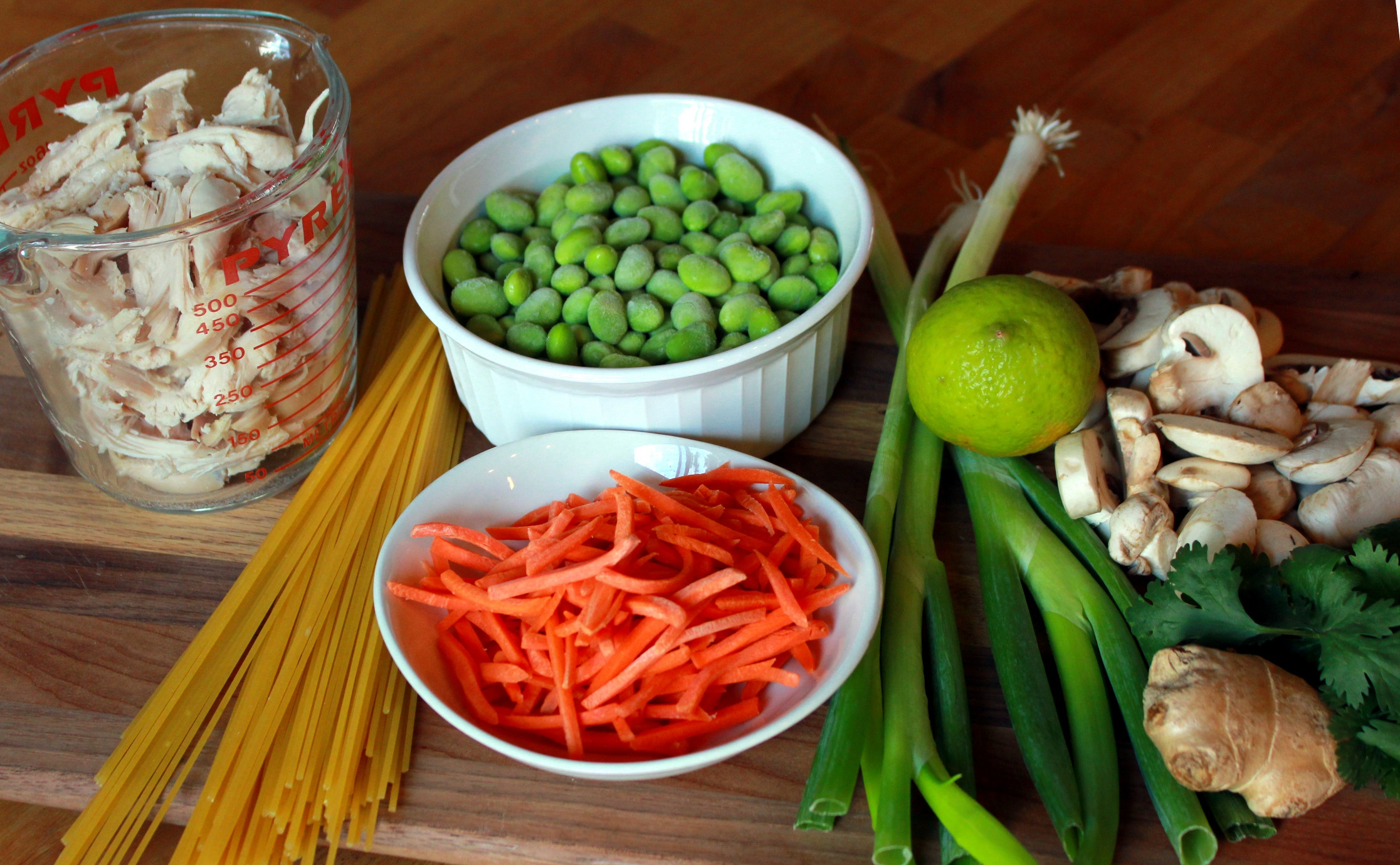 Chicken Noodle Soup Ingredients
 Asian Chicken Noodle Soup with Edamame Mushrooms and