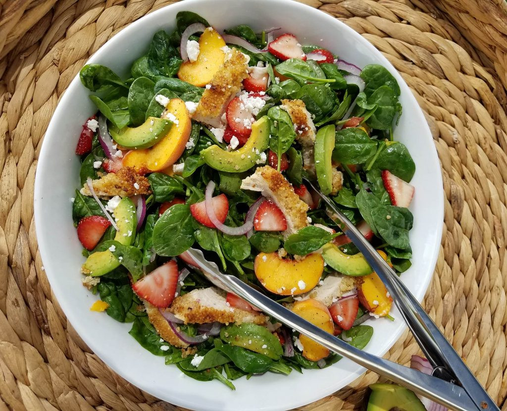 Chicken Spinach Salad
 Crispy Quinoa Chicken & Strawberry Spinach Salad