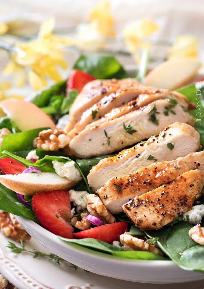 Chicken Spinach Salad
 Grilled Chicken Strawberry Spinach Salad The Chunky Chef