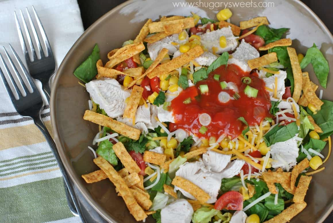 Chicken Taco Salad Recipe
 Layered Chicken Taco Salad Shugary Sweets