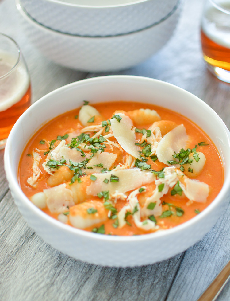 Chicken Tomato Soup
 Slow Cooker Parmesan and Tomato Soup with Gnocchi and Chicken