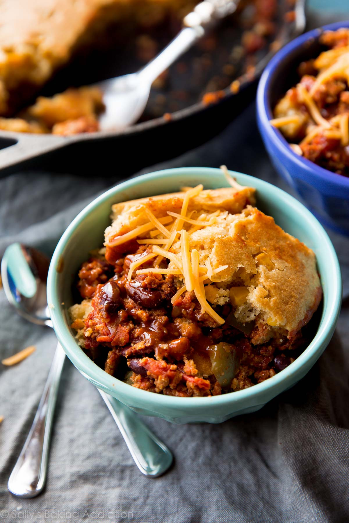 Chili And Cornbread
 Cornbread Topped Skillet Chili Sallys Baking Addiction