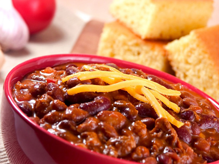 Chili And Cornbread
 Beef Chili with Beans and Chocolate Plus 2 Styles of