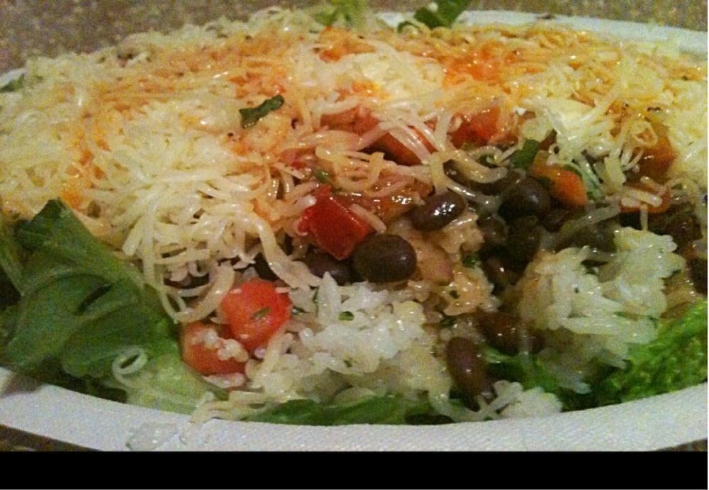 Chipotle Mexican Grill White Rice
 Veggie salad bowl white rice black beans pico de gallo