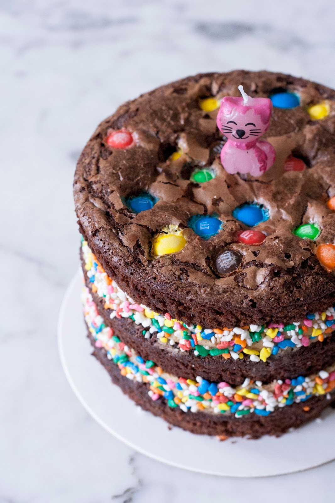 Chocolate Brownies Cake
 M&M Chocolate Brownie Birthday Cake