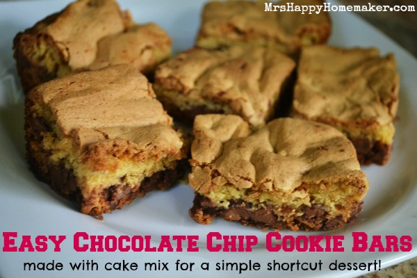 Chocolate Chip Cookie Bars With Cake Mix
 Easy Chocolate Chip Cookie Bars Mrs Happy Homemaker