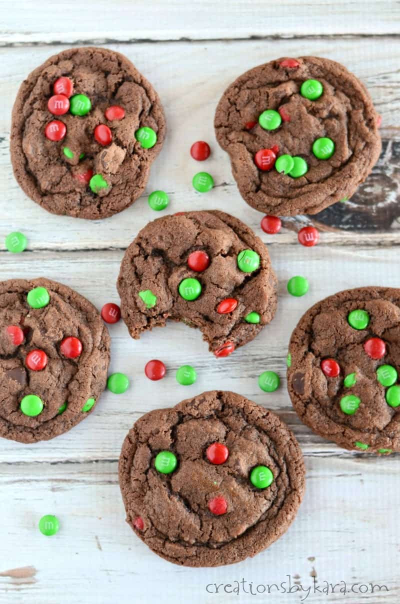 Chocolate Christmas Cookies
 M&M Chocolate Christmas Cookies Creations by Kara