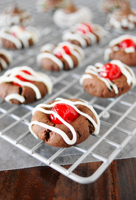 Chocolate Cover Cherry Cookies
 Cherry Chocolate Thumbprint Cookies