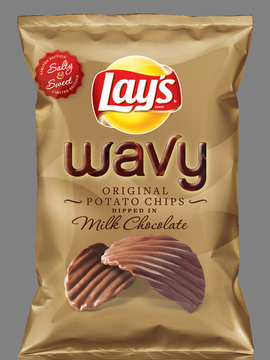 Chocolate Potato Chips
 Lay s to roll out chocolate covered potato chip