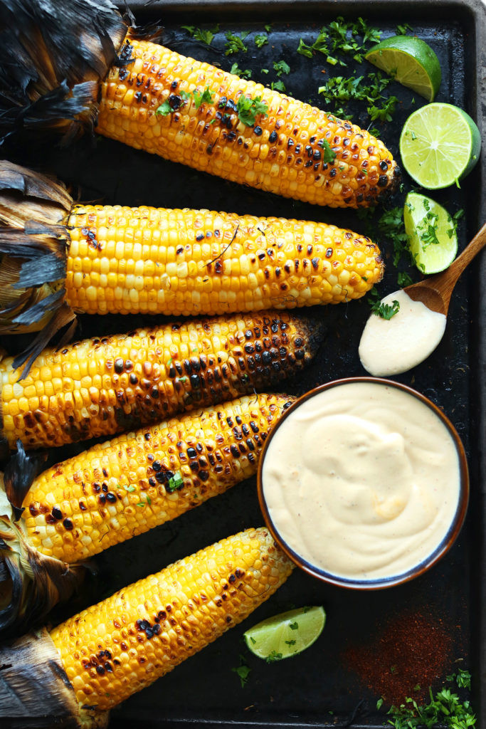 Corn On Grill
 Grilled Corn with Sriracha Aioli