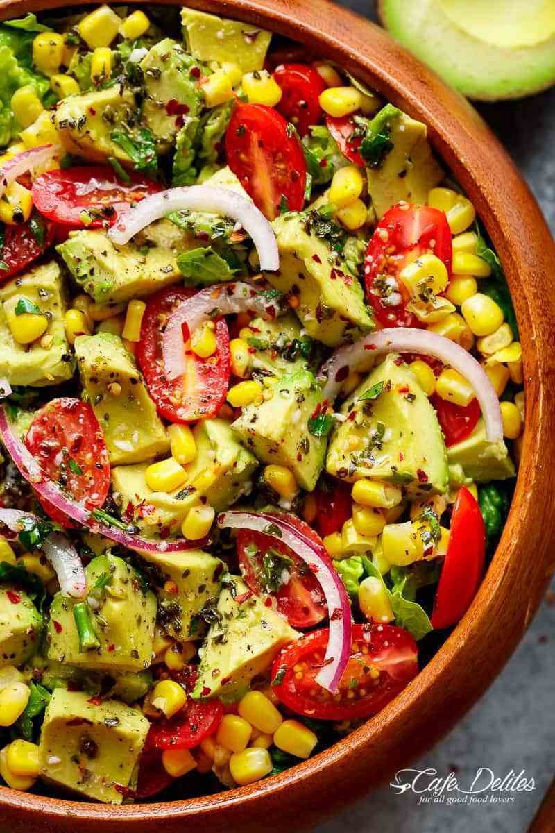 Corn Tomato Salad
 Avocado Corn Tomato Salad Cafe Delites