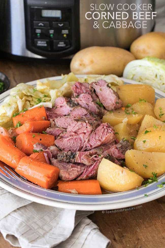 Corned Beef And Cabbage In Slow Cooker
 Corned Beef and Cabbage Slow Cooker Recipe Video Spend