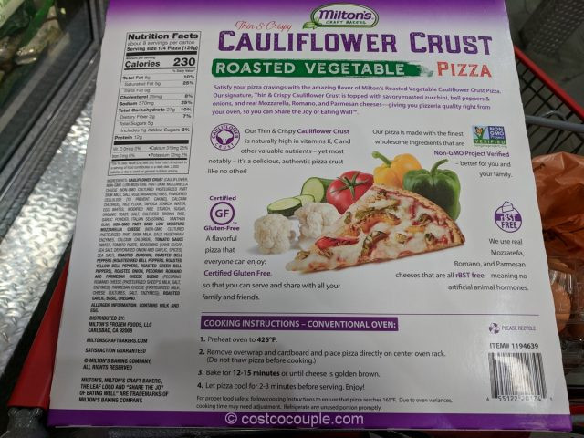 Costco Cauliflower Pizza
 Milton’s Cauliflower Crust Ve able Pizza