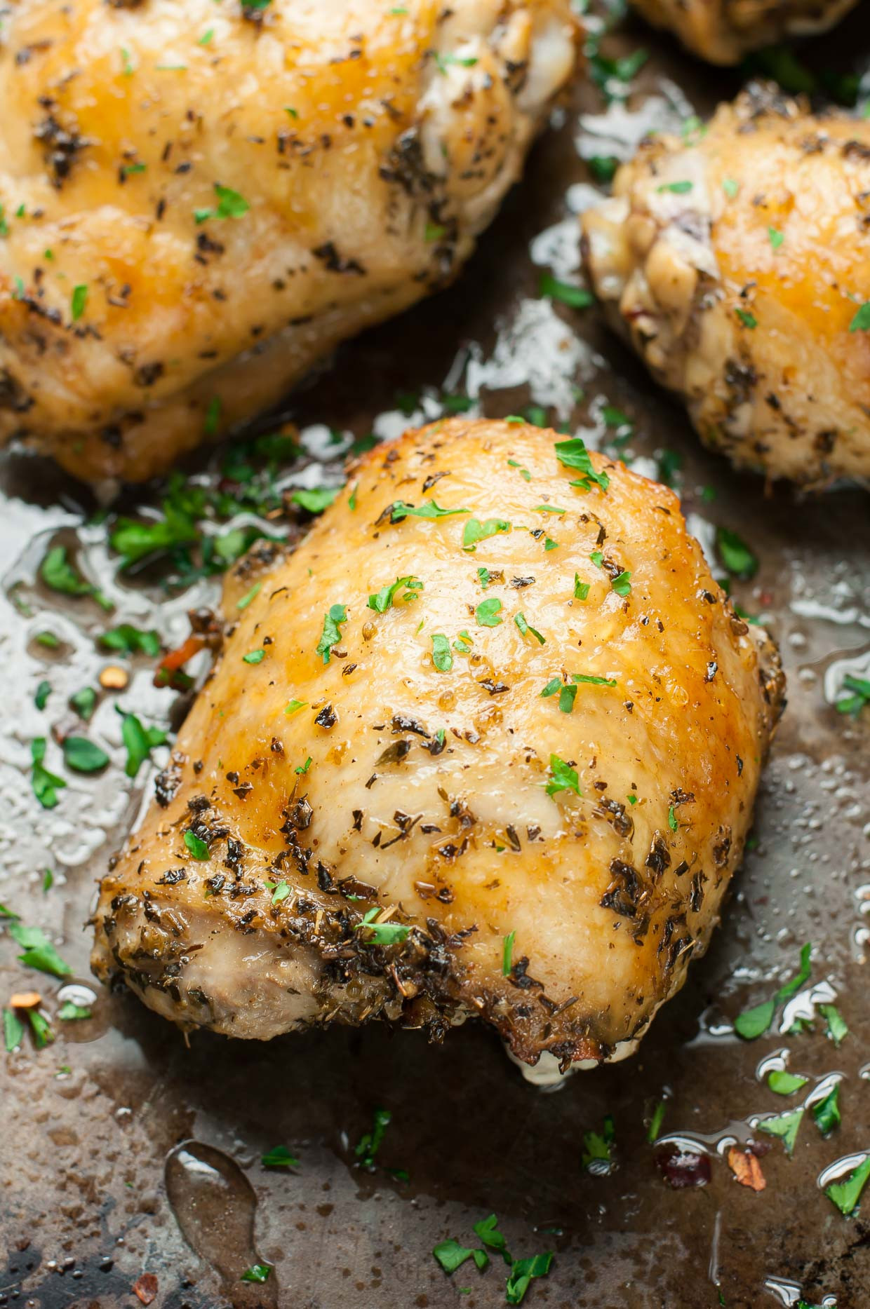 Crispy Baked Chicken Thighs
 Crispy Baked Chicken Thighs with Garlic Turmeric Rice