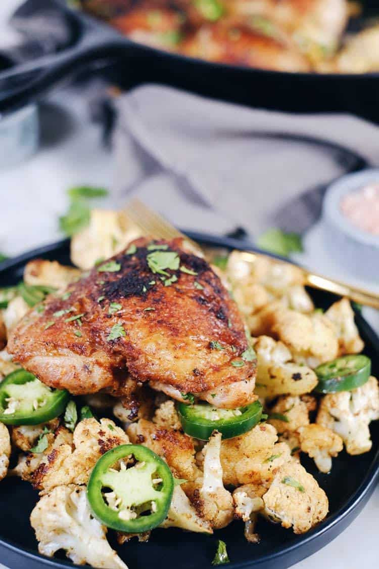 Crispy Chicken Thighs
 Crispy Chicken Thighs with Zesty Cauliflower Paleo GF