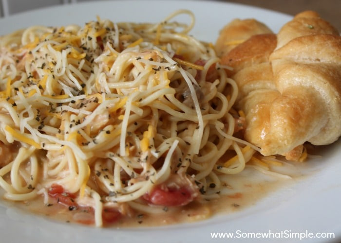 Crock Pot Chicken Spaghetti
 Crock Pot Cheesy Chicken Spaghetti Somewhat Simple