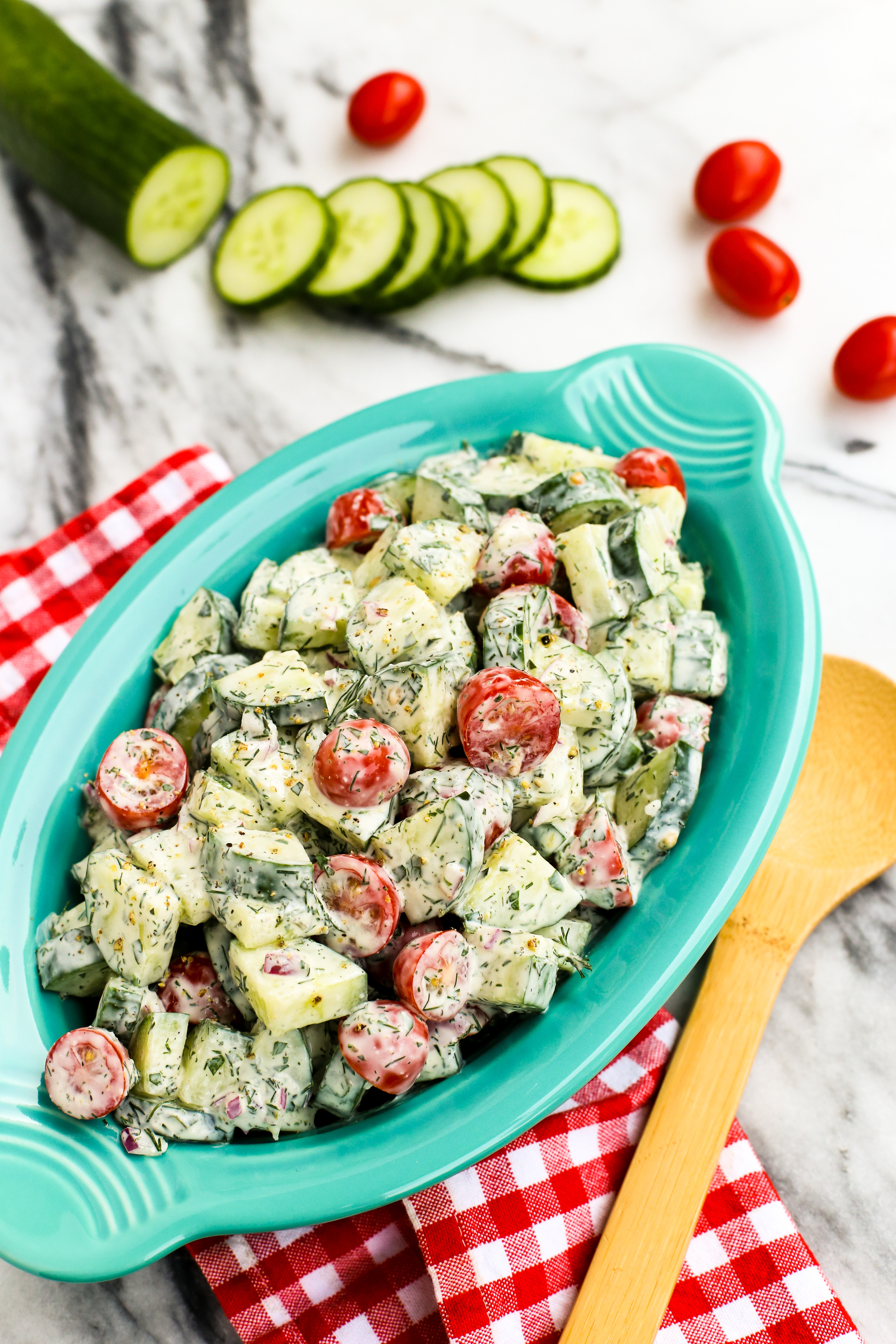 Cucumber And Tomato Salad
 Cucumber Tomato Salad with Creamy Herb Dressing