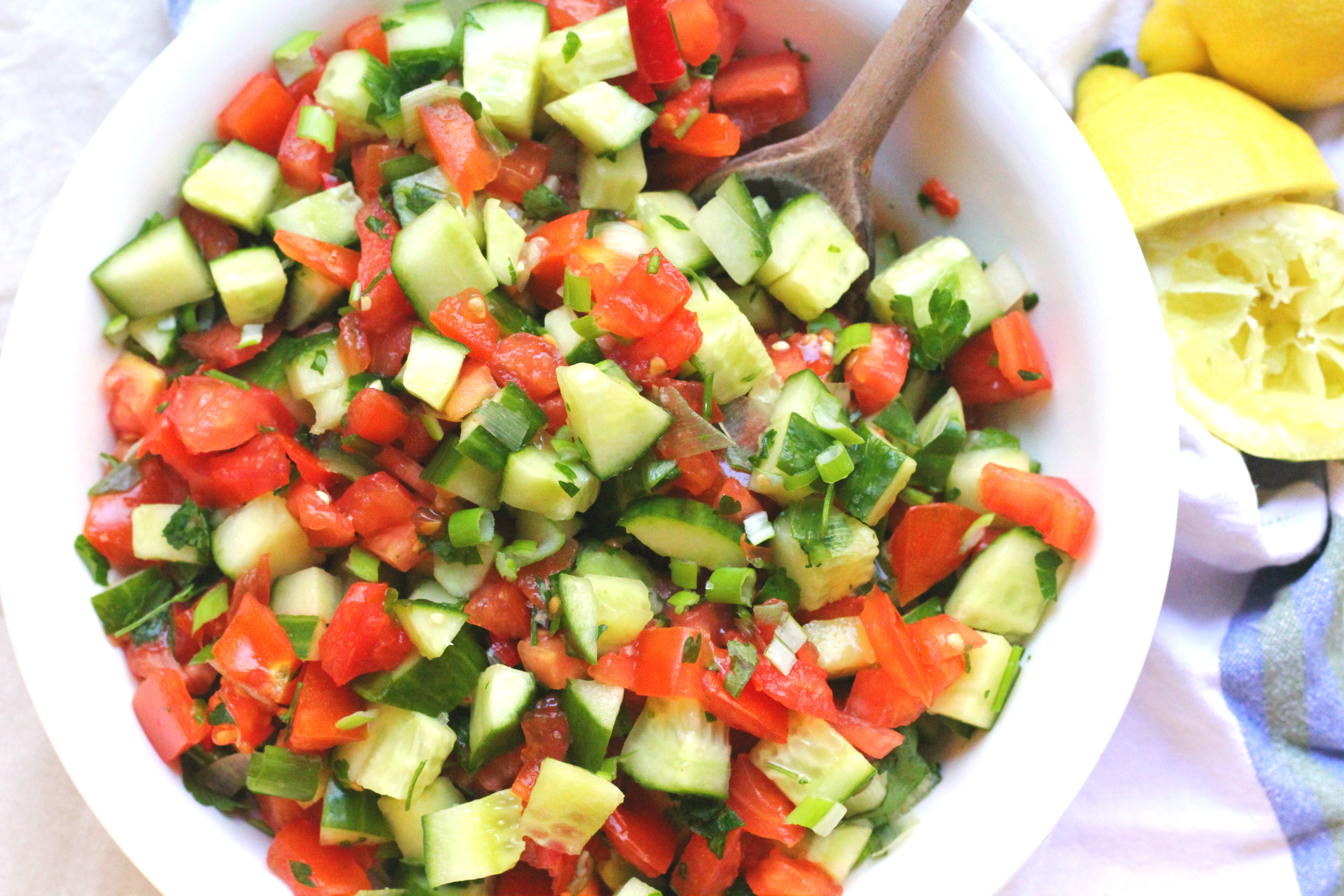 Cucumber And Tomato Salad
 Mediterranean Cucumber Tomato Salad Oil Free