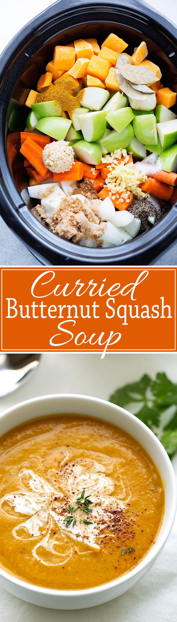 Curry Butternut Squash Soup
 Slow Cooker Curried Butternut Squash Soup Recipe