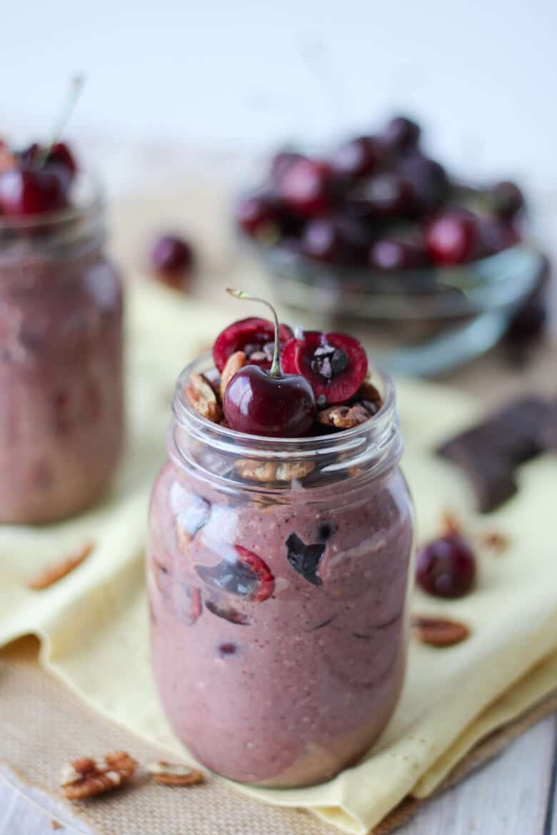 Dairy Free Overnight Oats
 Chocolate Cherry Cobbler Overnight Oats