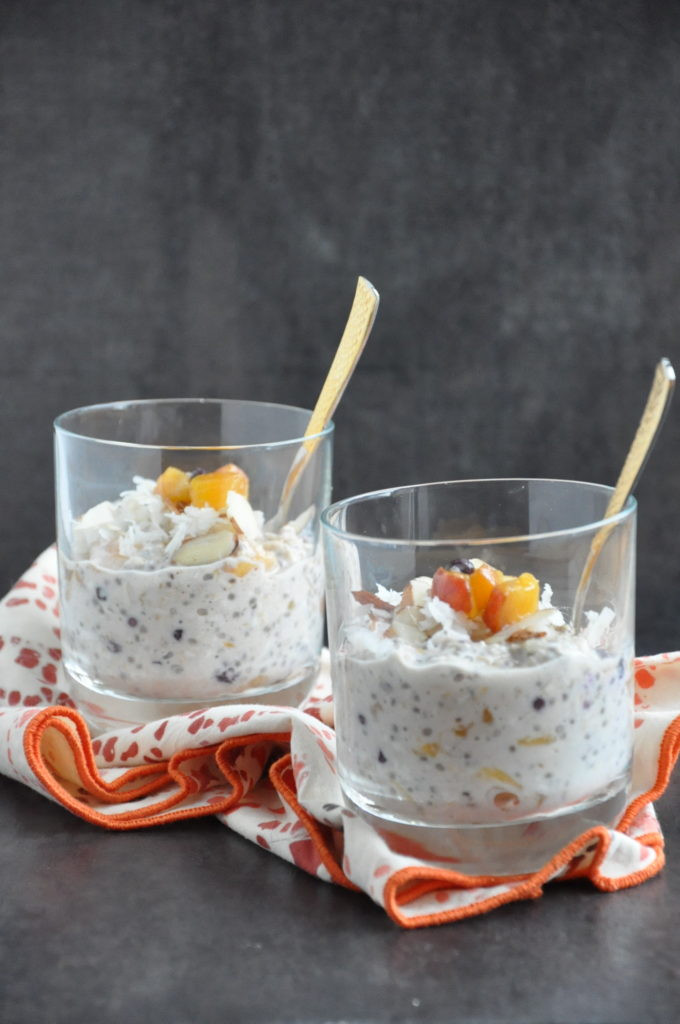 Dairy Free Overnight Oats
 Peach Blueberry Chia Overnight Oats healthy vegan high