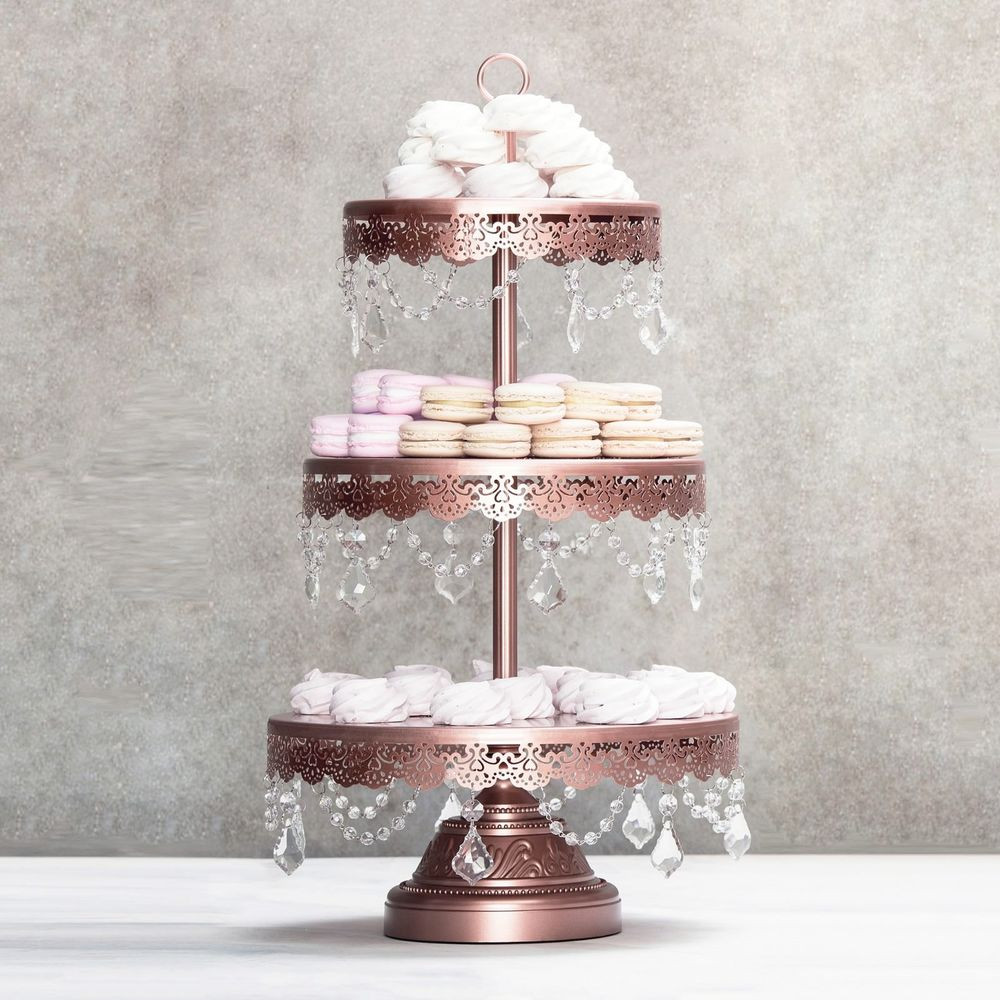 Dessert Display Stands
 3 TIER CUPCAKE STAND Crystal Metal Round Wedding Display