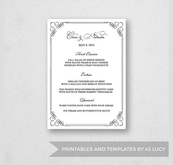 Dinner Menu Template
 24 Dinner Party Menus