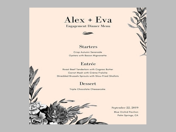 Dinner Menu Template
 6 Engagement Party Menu Templates PSD AI