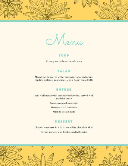 Dinner Menu Template
 Customize 404 Dinner Party Menu templates online Canva