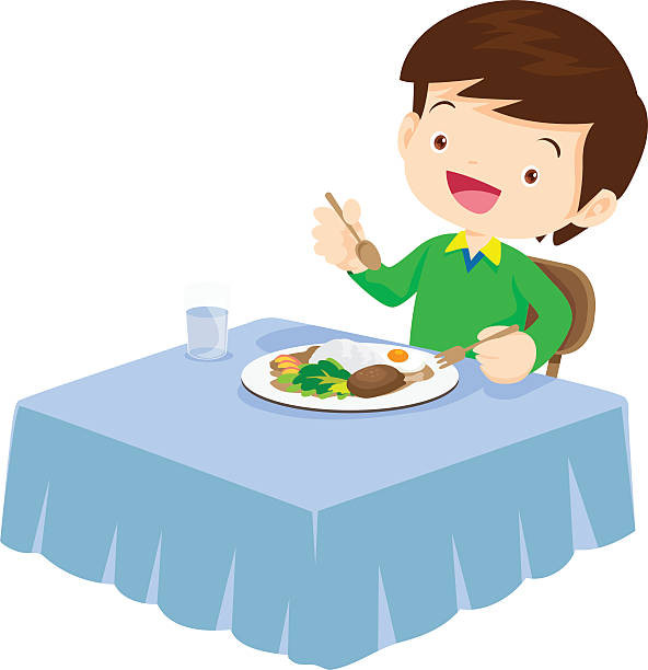 Eating Dinner Clipart
 Royalty Free Boy Eating Lunch Clip Art Vector