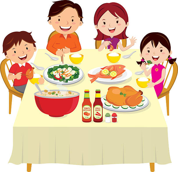 Eating Dinner Clipart
 Royalty Free Dinner Table Clip Art Vector