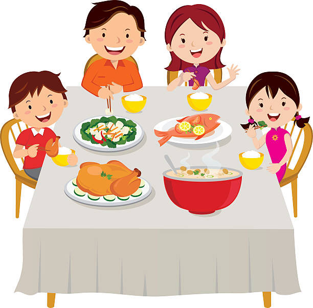 Eating Dinner Clipart
 Royalty Free Family Eating To her Clip Art Vector