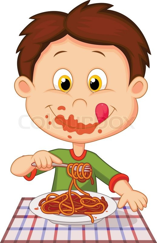 Eating Dinner Clipart
 Vector illustration of Cartoon boy