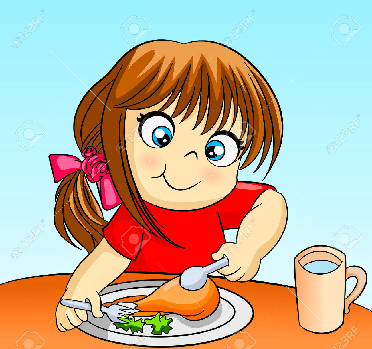 Eating Dinner Clipart
 Girl Eating Dinner Clipart