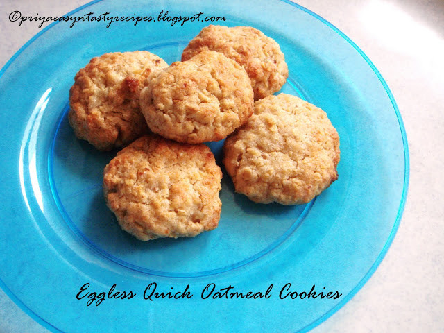 Eggless Oatmeal Cookies
 Priya s Versatile Recipes Eggless Quick Oatmeal Cookies