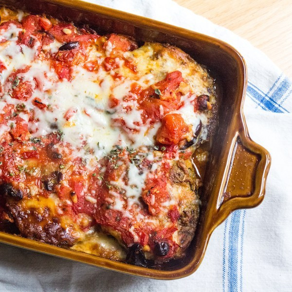 Eggplant Parmesan Casserole
 Eggplant Parmigiana Casserole with Pesto