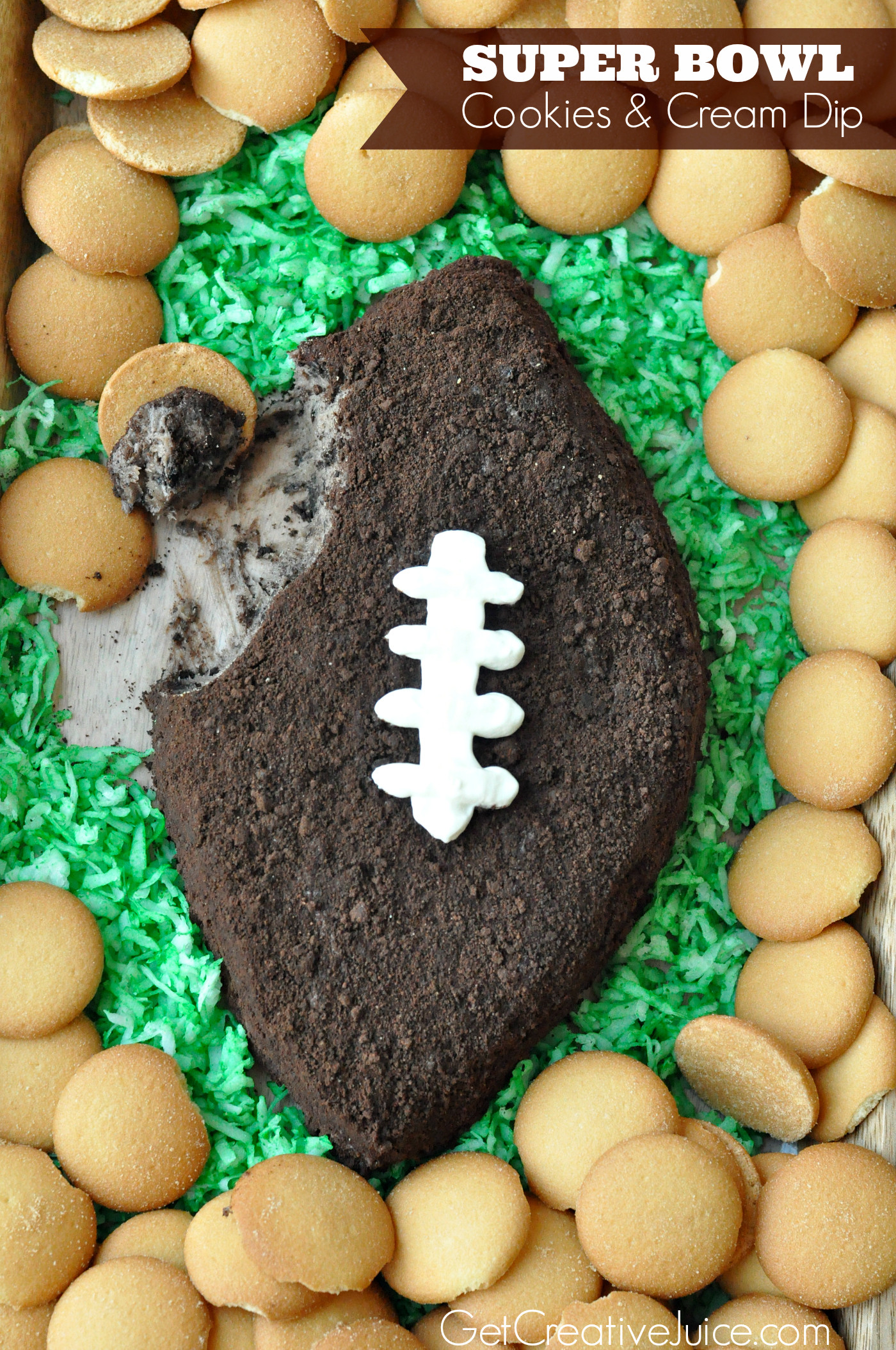 Football Party Desserts
 Football Cookies and Cream Dip Creative Juice