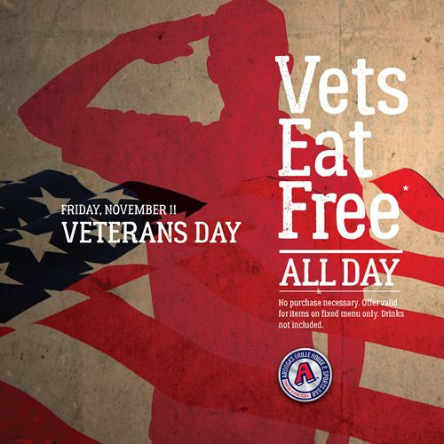Free Dinners On Veterans Day
 Arooga s To Thank Veterans with Free Meal on Veterans Day